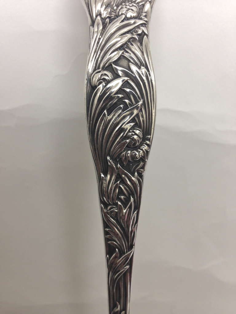 Cast Tiffany Sterling Silver Ladle Chrysanthemum Pattern circa 1900