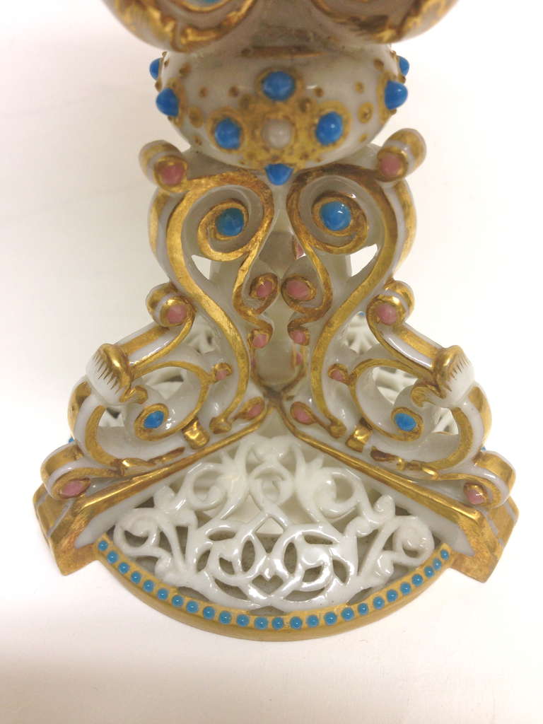 Unknown Fabulous Reticulated Porcelain Cabinet Piece European Origin 19th Century