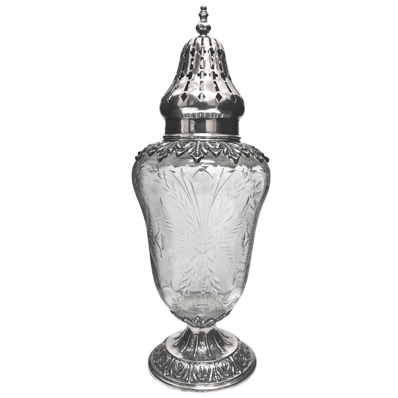 Sterling Silver and CutGlass Powder Sugar Shaker Silver by Durgin