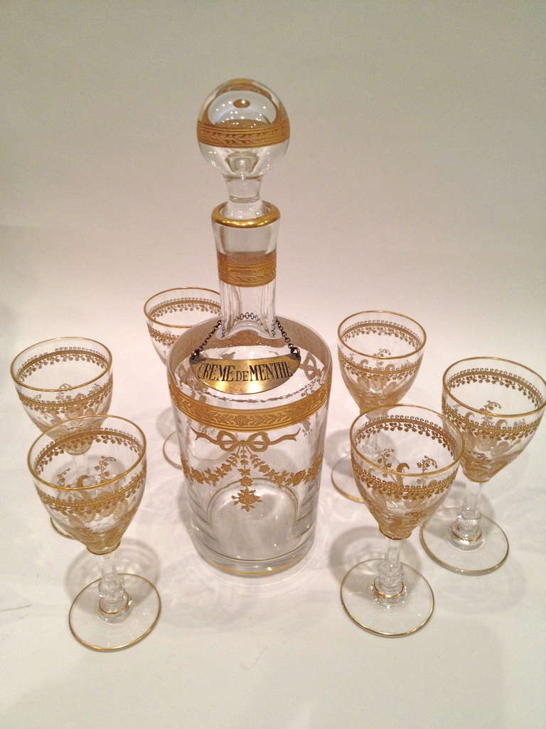 French Tantalus by Baccarat signed c.1900 2