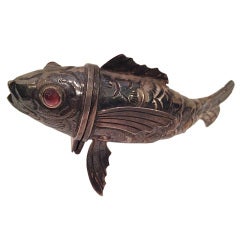 An Articulated Silver Besamim Havdala Fish-Form Spice Box 20th Century