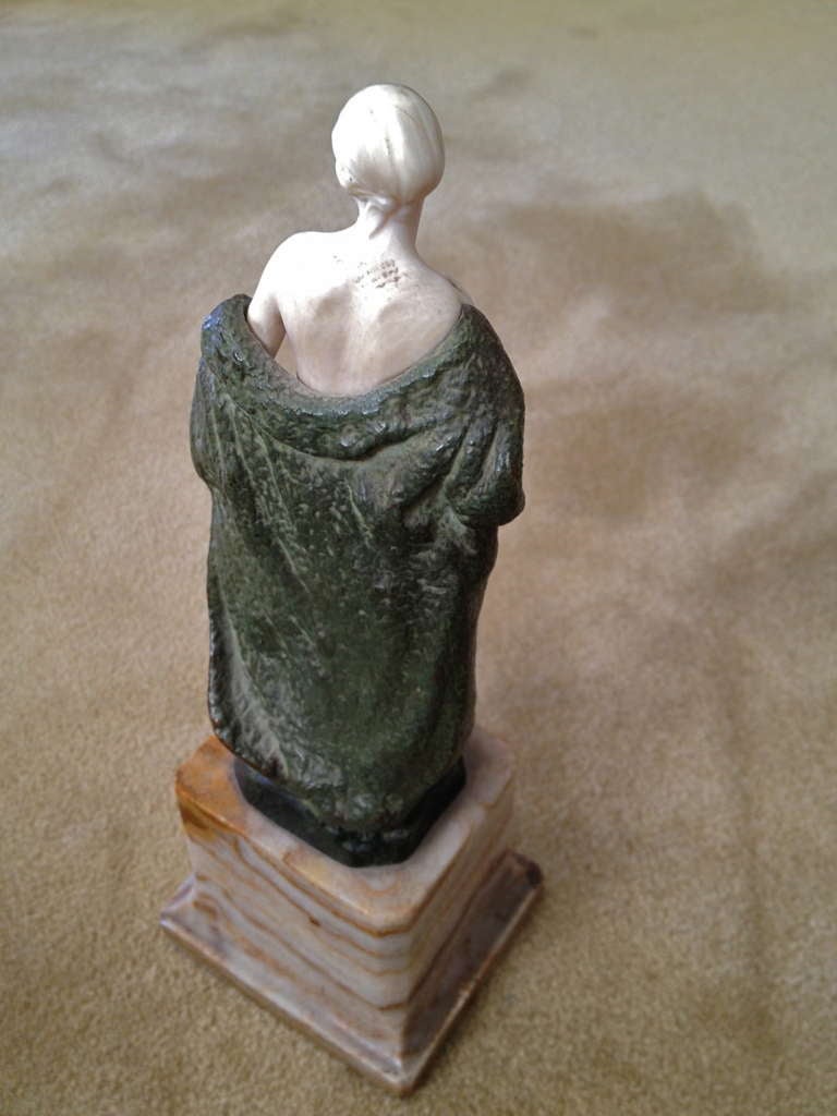 20th Century French Art Deco Bronze and Ivory Nude ca. 1925 Signed Descomps