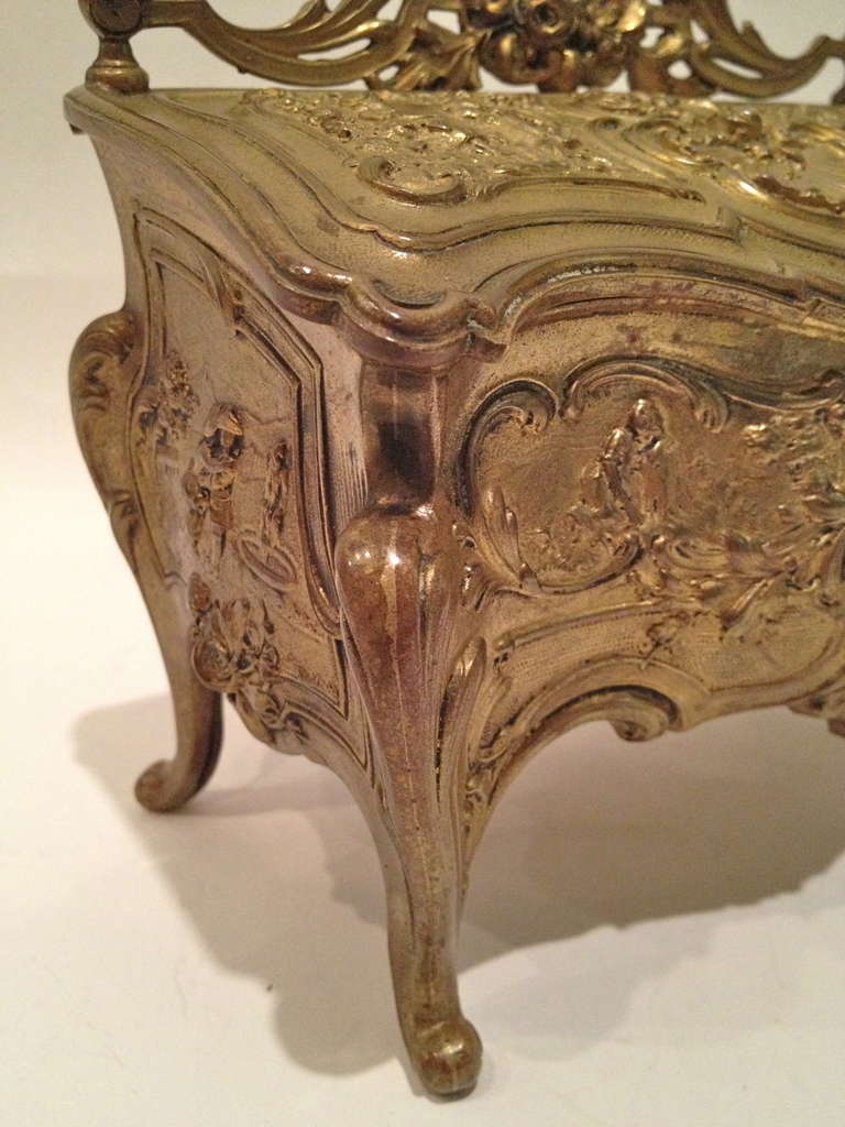 French Commode Form Jewelry Casket Gilt Bronze c. 1900