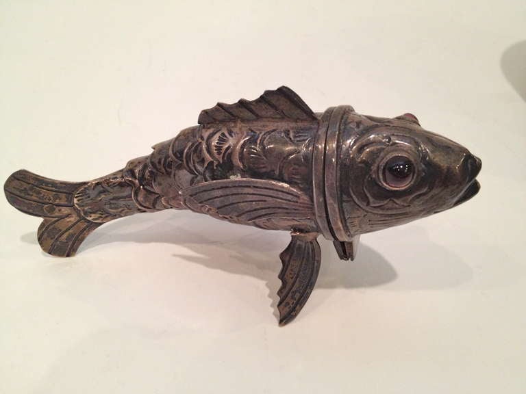 Unknown An Articulated Silver Besamim Havdala Fish-Form Spice Box 20th Century