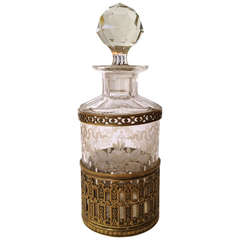 French Gilt Bronze Etched Crystal Cologne circa 1920