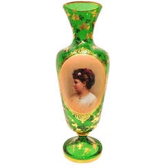 Bohemian Portrait Vase Austria c. 1890