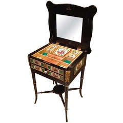 19th c. German Gilt Bronze and Porcelain Plaque Mounted Jewelry Cabinet