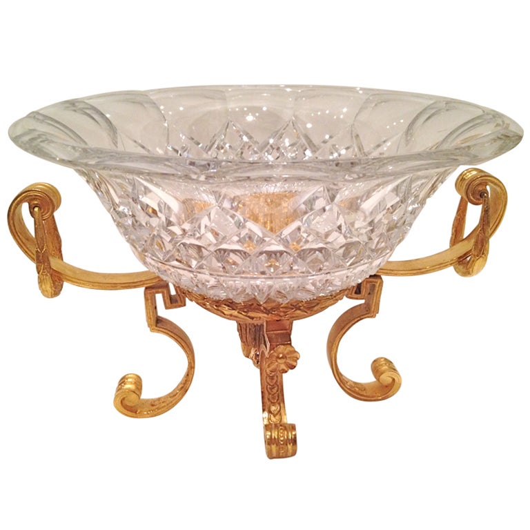 French Crystal and Gilt Bronze Centerpiece, circa 1900 For Sale