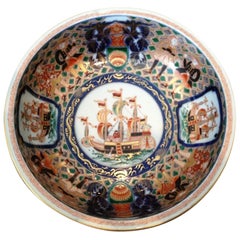 Imari Black Ship Bowl Meiji Period c1900