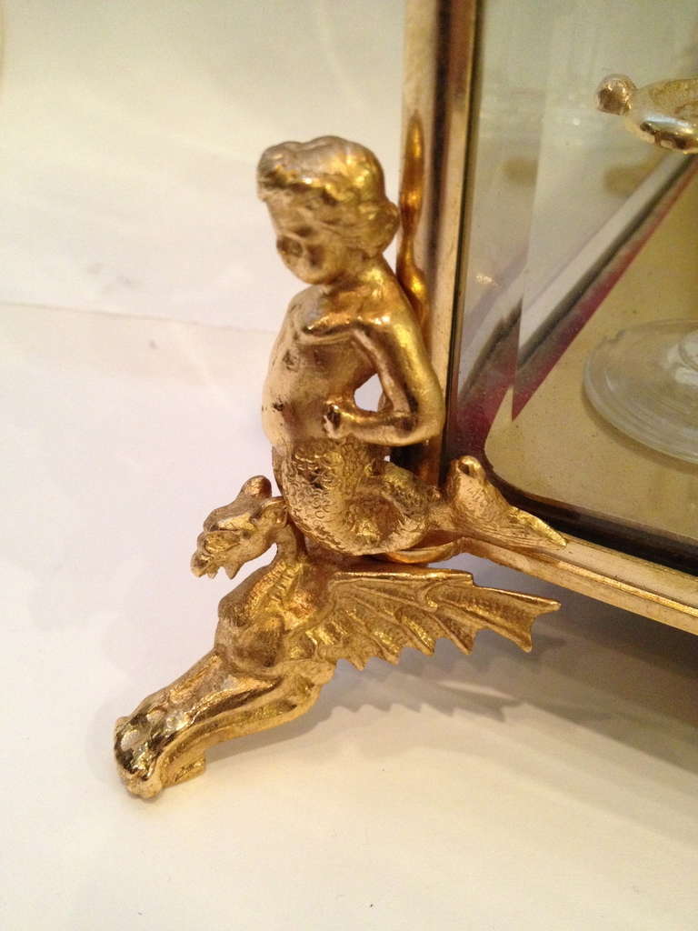 Glass French Figural Gilt Bronze Tantalus Set 19th C. With Putti