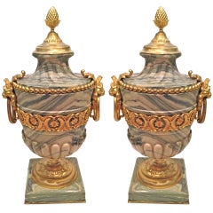 Magnificent Gilt Bronze Mounted Marble Place Urns c1880