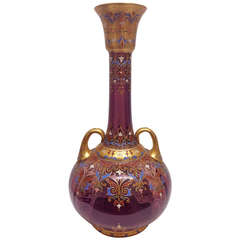 Imposing Exhibition Signed Moser Gilt and Enameled Vase, Circa 1890