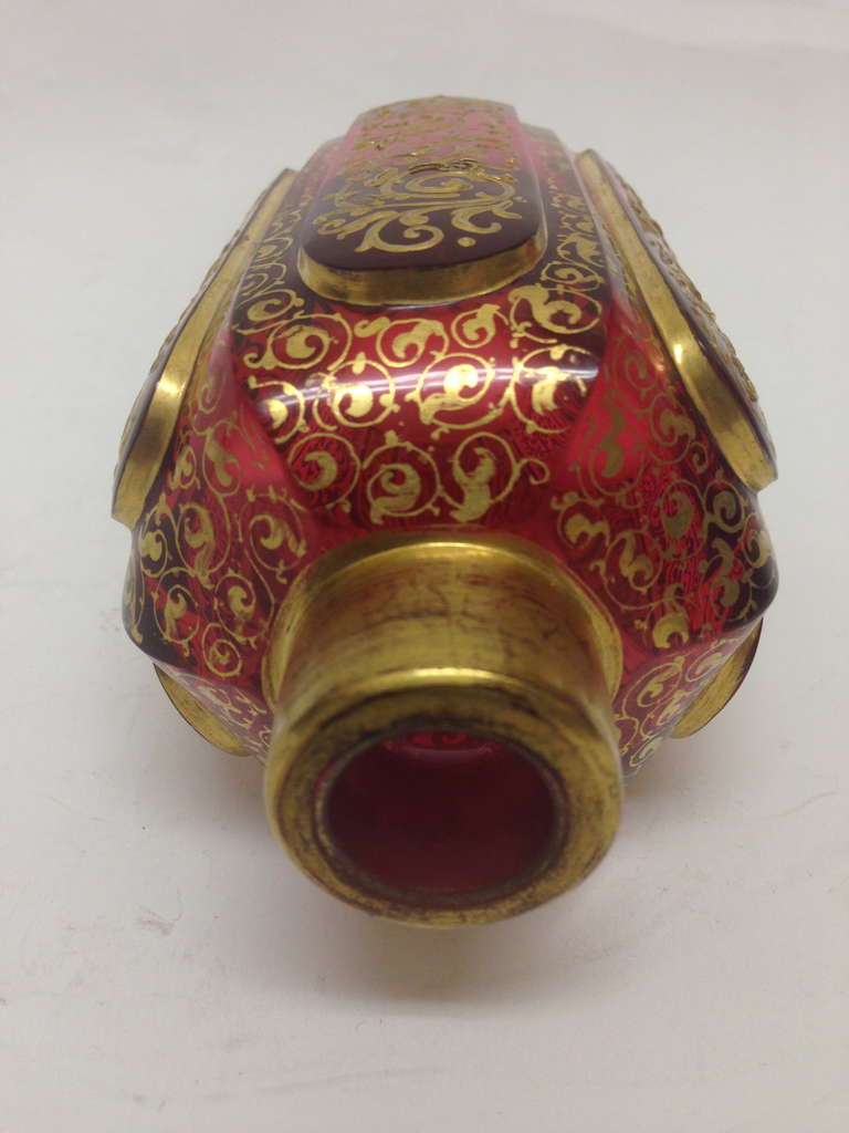 Moser Raised Paste Ruby Glass Cologne Bottle Very Rare, circa 1890 1