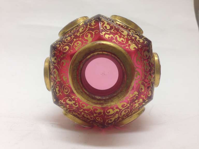 Moser Raised Paste Ruby Glass Cologne Bottle Very Rare, circa 1890 2