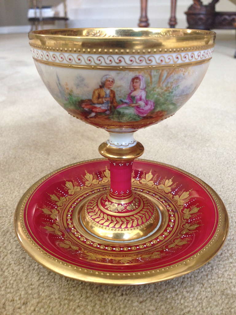 12 Lamm Dresden Compotes Painted and Gilded with Iridescent Glaze c.1900 2