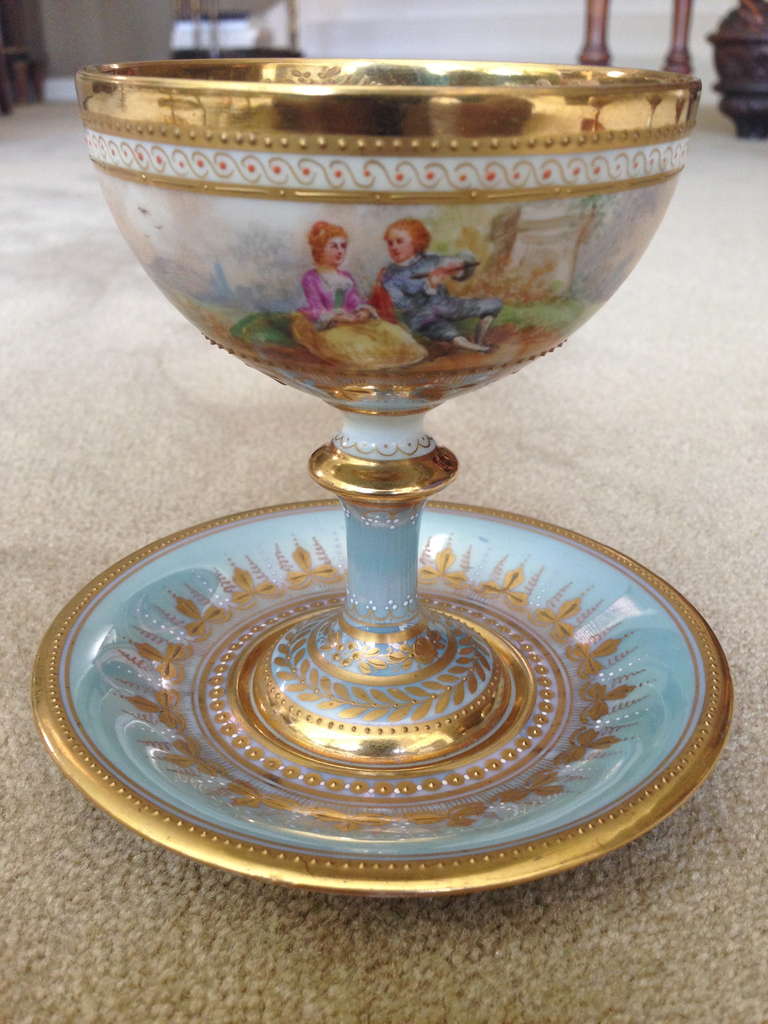12 Lamm Dresden Compotes Painted and Gilded with Iridescent Glaze c.1900 4