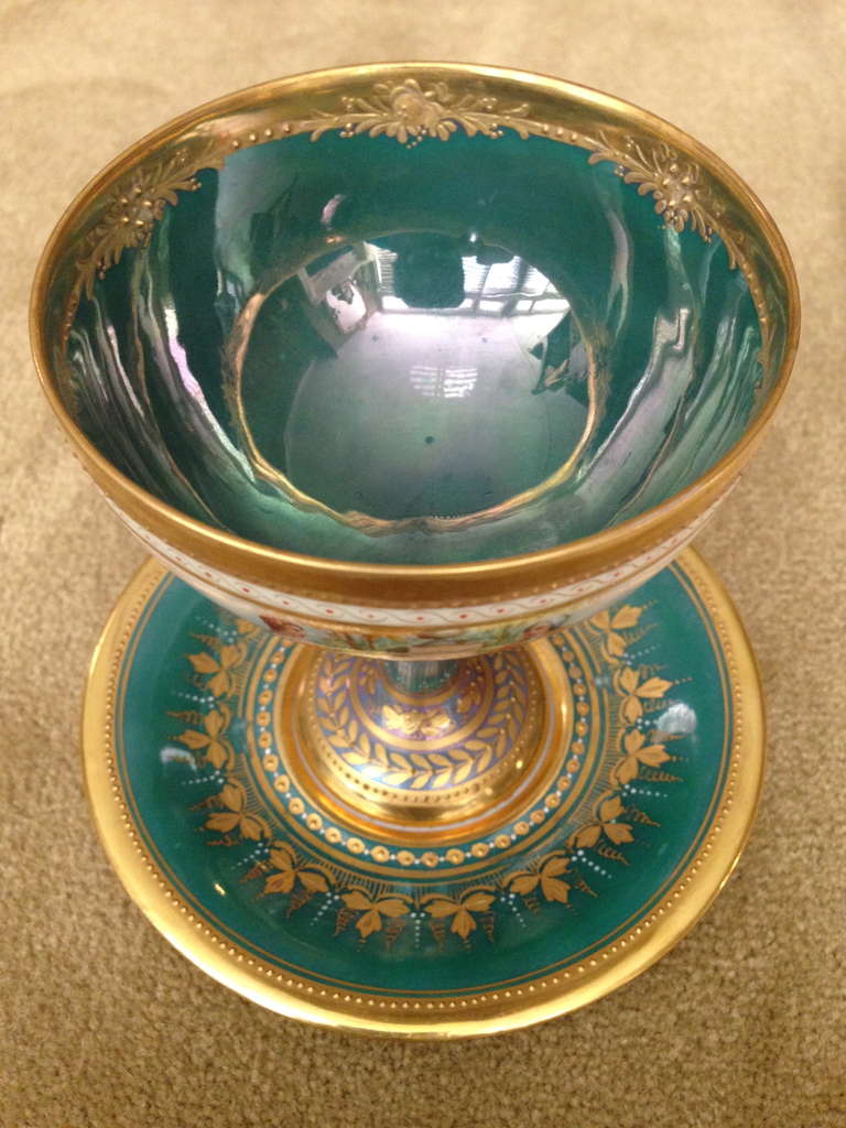 12 Lamm Dresden Compotes Painted and Gilded with Iridescent Glaze c.1900 5