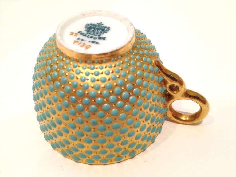 A fine Coalport Demi Cup and Saucer with enamel dots. A wonderful example of the work of one of the worlds most highly 
successful factories of the day.

Thank your for your interest and please feel free to browse our full store and discover