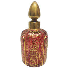 Moser Raised Paste Ruby Glass Cologne Bottle Very Rare, circa 1890