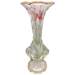 Rare Exhibition Mose Intaglio Cut and Enameled Vase of Large Size, circa 1900