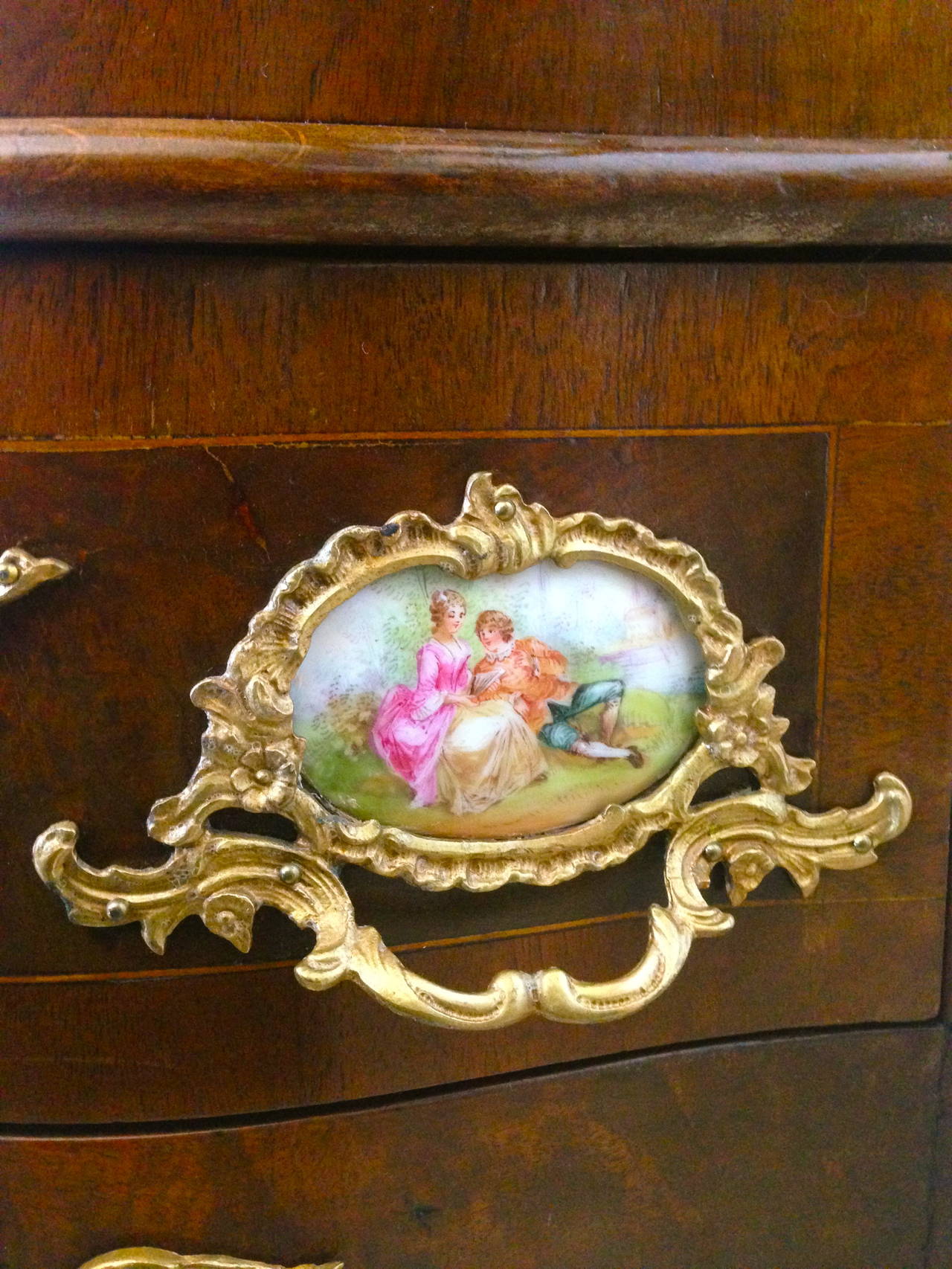 Cast Diminutive 19th Century French Bronze and Porcelain Mounted Cabinet