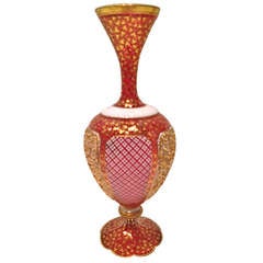 Moser Raised Paste Gilt Overlay Two Color Vase 19th c.