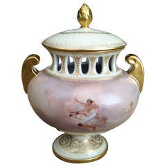 Austrian Royal Vienna Style Potpourri Urn signed c. 1890s Nudes