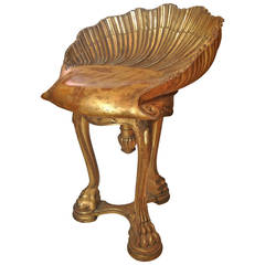 Venetian Giltwood Grotto Clamshell Form Chair, circa 1880