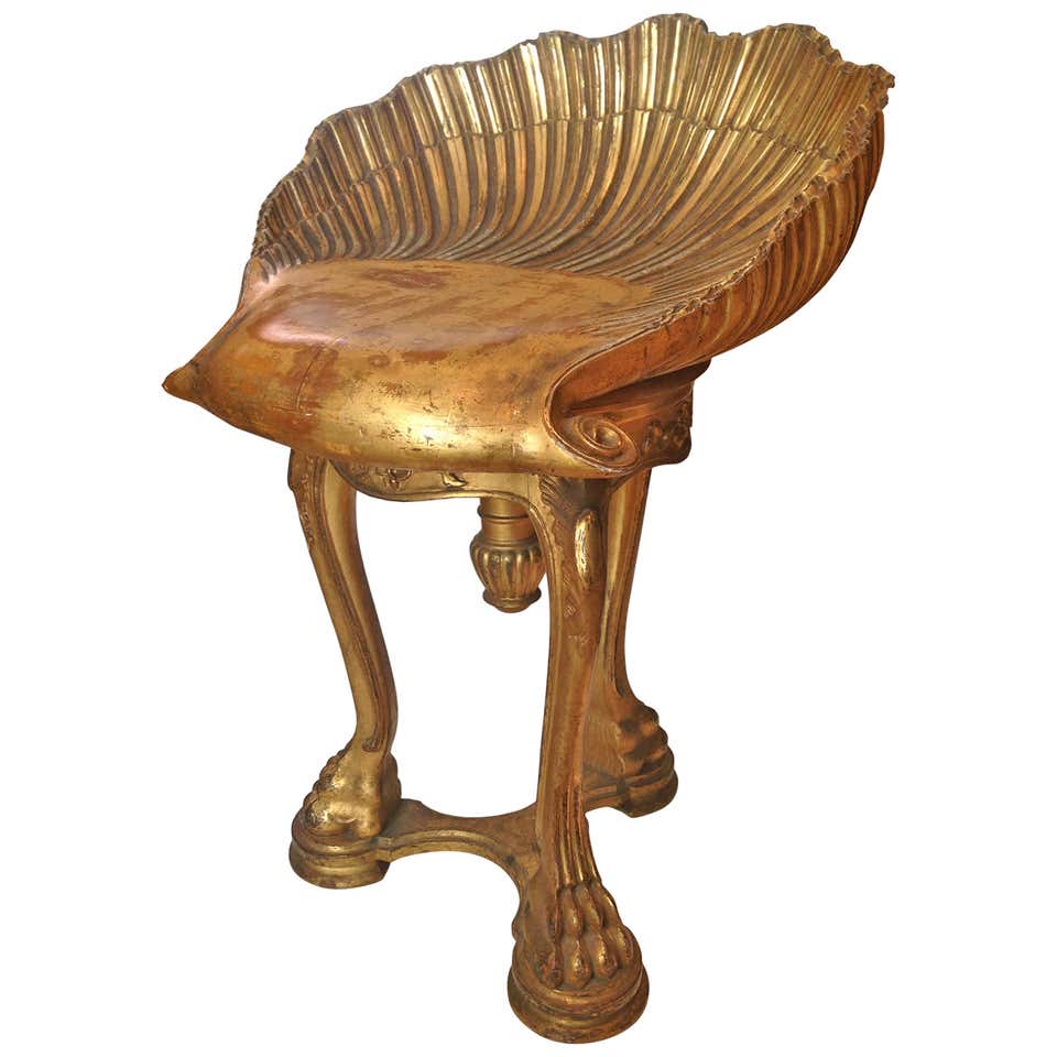 Venetian Giltwood Grotto Clamshell Form Chair, circa 1880 at 1stDibs