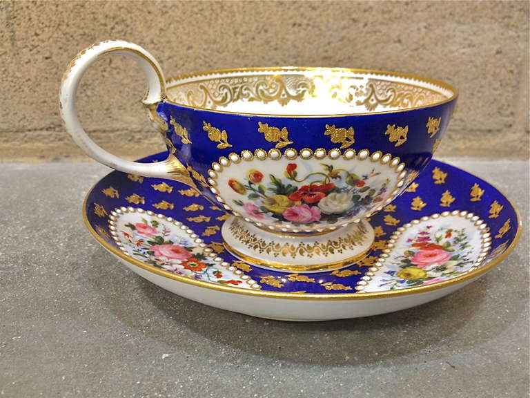 Louis XVI Fantastic Oversized Sevres Cabinet Cup and Saucer c. 1870 Beatifully Painted 