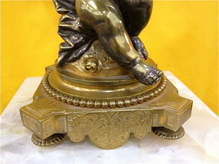 Beautiful French Gilt And Silvered Bronze Figural Centerpiece Planter 19th C. 1