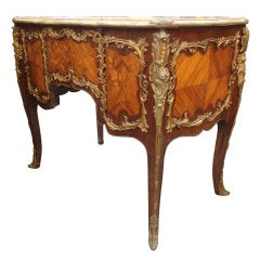 French Heavily Gilt Bronze Mounted Desk With Marquetry and Parquetry