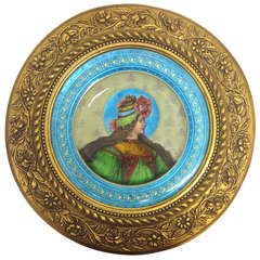 Large 19th Century Limoges Enamel Plaque Within a Carved Giltwood Frame