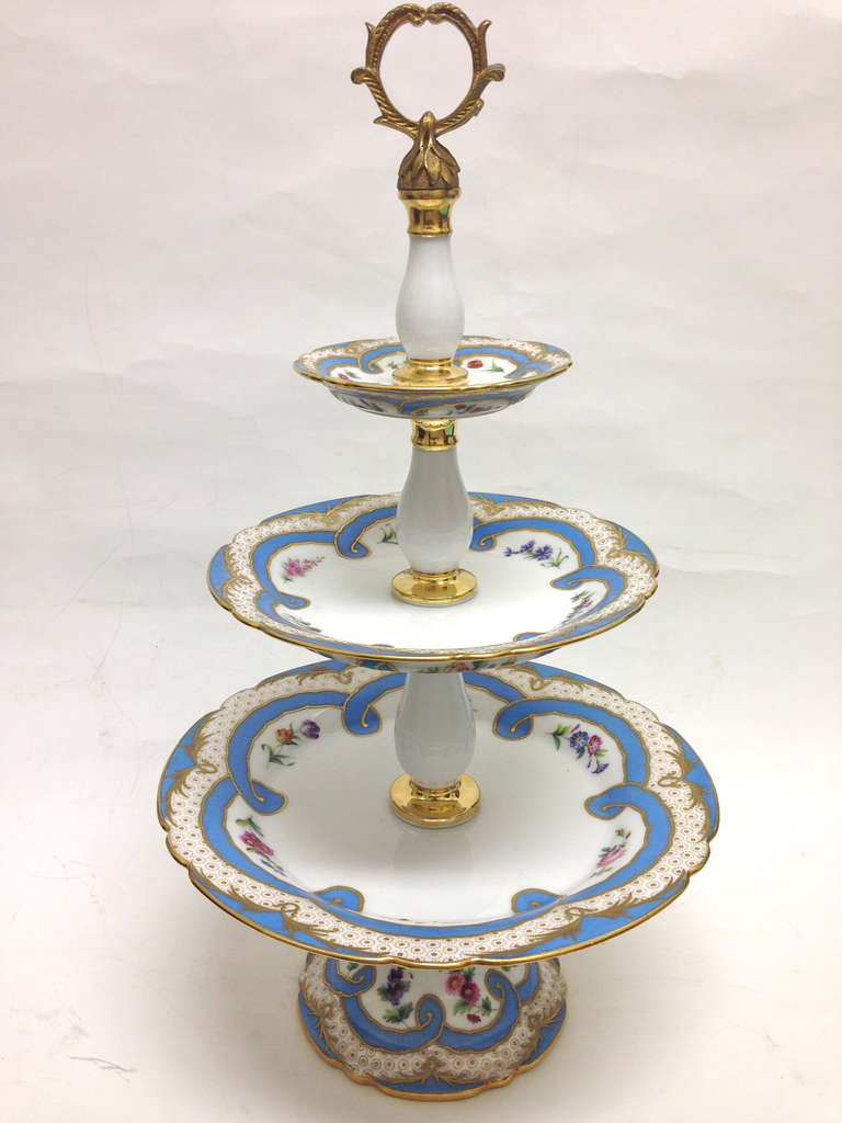 Old Paris Porcelain Server France Hand-Painted and Gilt Decorated 19th Century
