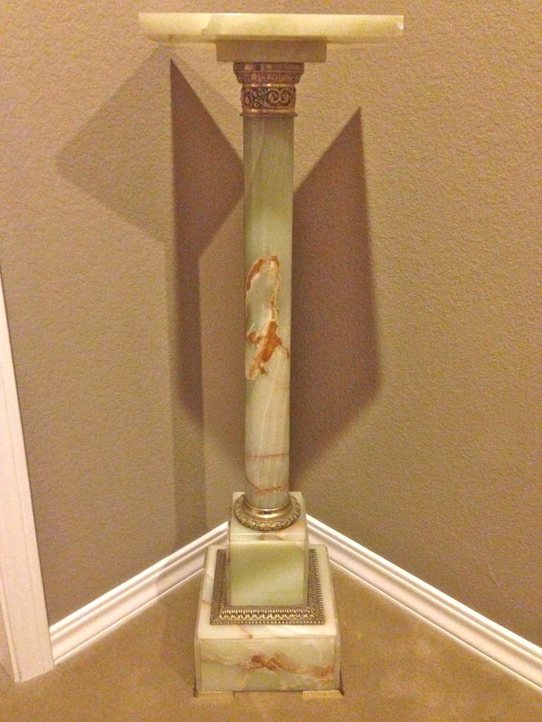 French Gilt Bronze Mounted Onyx Columnar Pedestal Stand, circa 1900