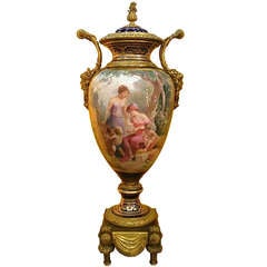 Important Sevres Urn Painted by C. Labarre Bronzes stamped JM ca. 1870