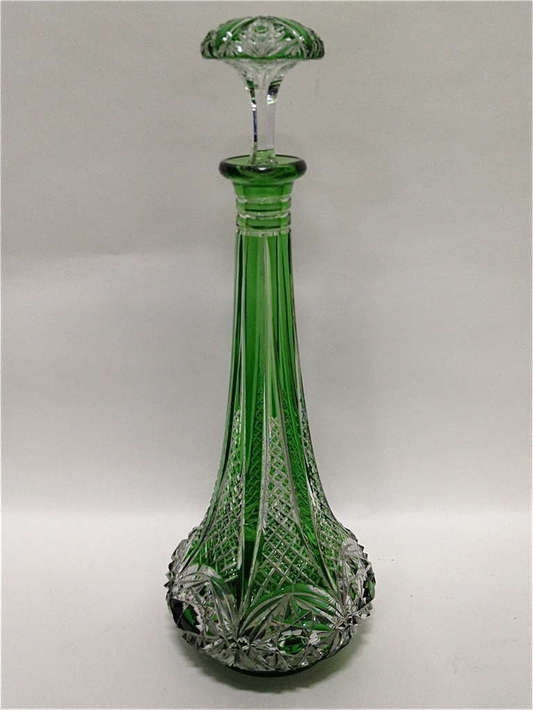 Baccarat Emerald Green Decanter " Genie bottle Shape" 20th Century