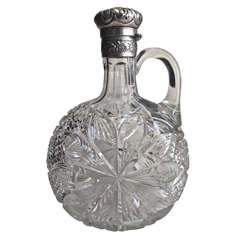 American Brilliant Cut Glass with Gorham Sterling Repousse Floral Top c.1900