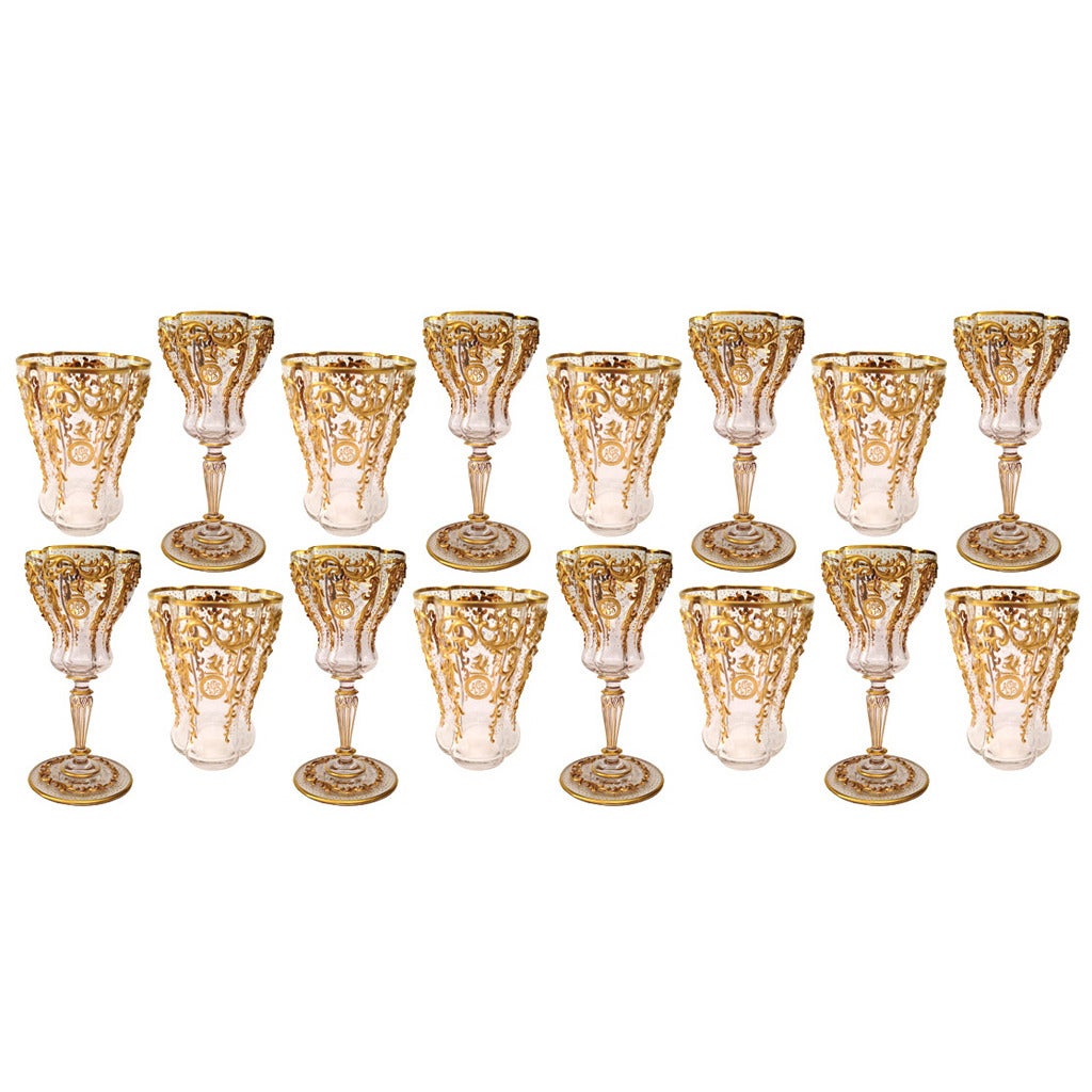 "Best in the World" Moser 16-Piece Tableware, 19th Century