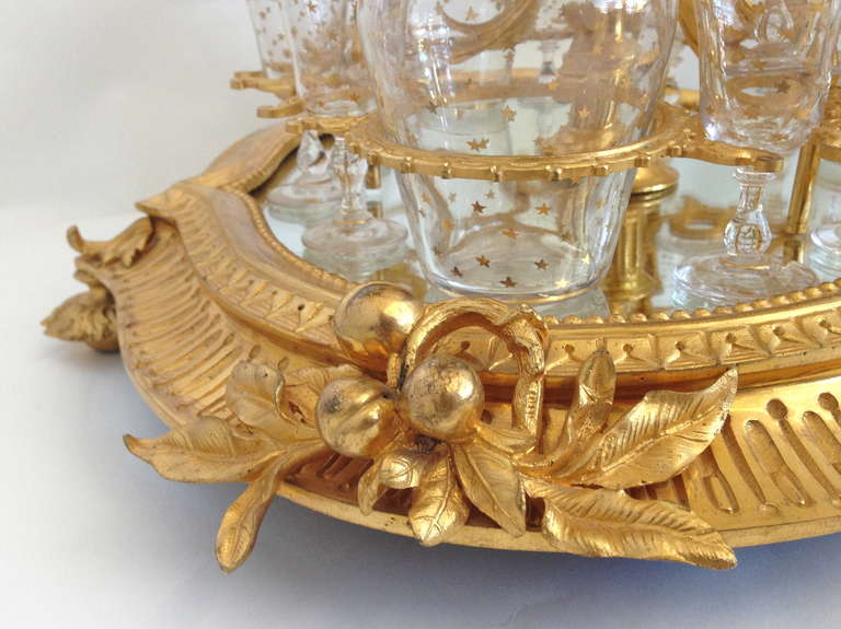 Highly Rare and Unusual Mechanicle Gilt Bronze and Crystal Tantalus19thc. In Excellent Condition In Redding, CA
