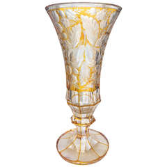 Bohemian Intaglio Cut Vase Two Colors, circa 1900