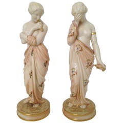 Fine and Rare Pair of Royal Worchester Figurines 19th Century Fine and Rare Pair of Royal Worchester Figurines 19th Century