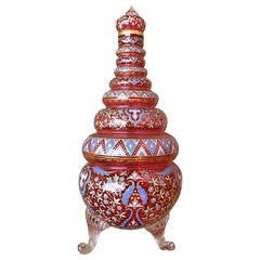 Moser Enameled and Gilt Decorated Decanter with Stopper, circa 1930s