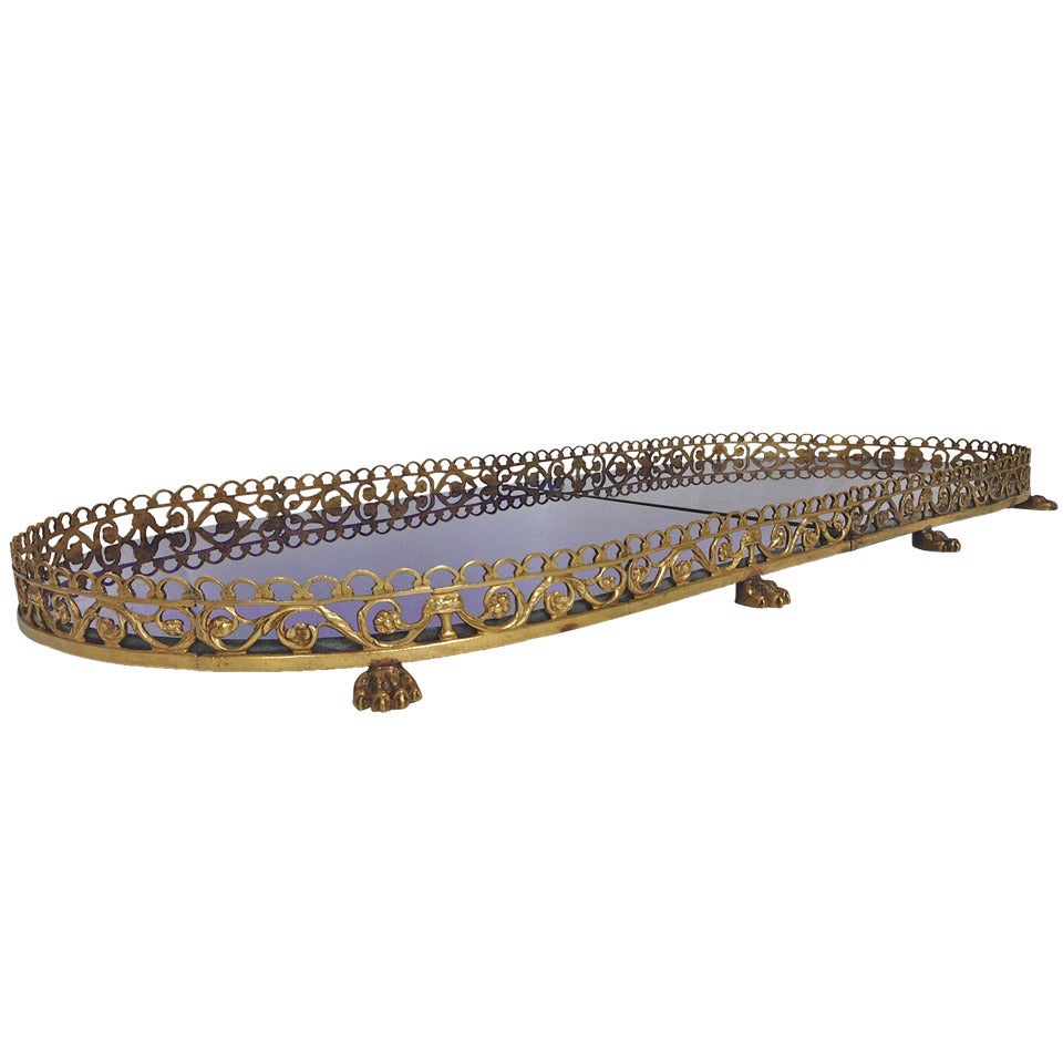 Fabulous Gilt Bronze Plateau Unusual Blue Glass Mirror circa 1870 at