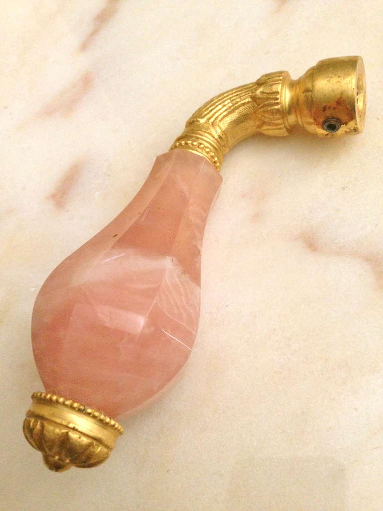 Lovely Gold-Plated with Rose Quartz Bathroom Fixtures by Sherle Wagner  In Excellent Condition In Redding, CA