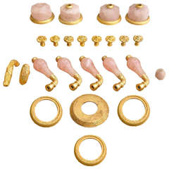 Vintage Lovely Gold-Plated with Rose Quartz Bathroom Fixtures by Sherle Wagner 