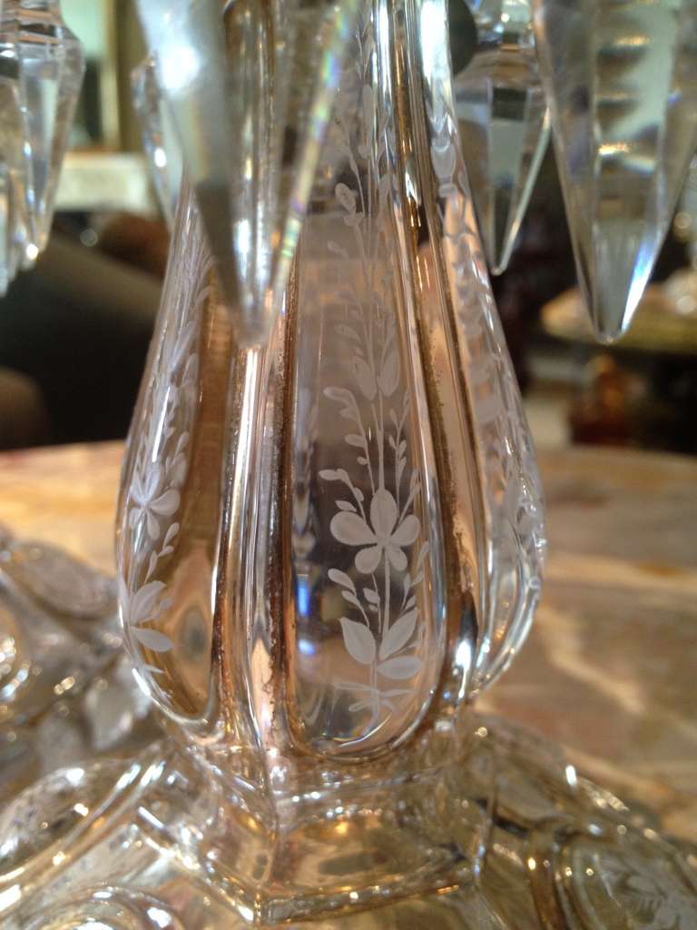 20th Century Stunning Antique Baccarat Luster Candlesticks with Gilt Highlights c.1900