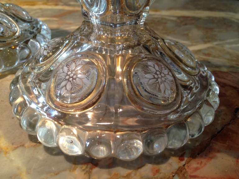 Stunning Antique Baccarat Luster Candlesticks with Gilt Highlights c.1900 1