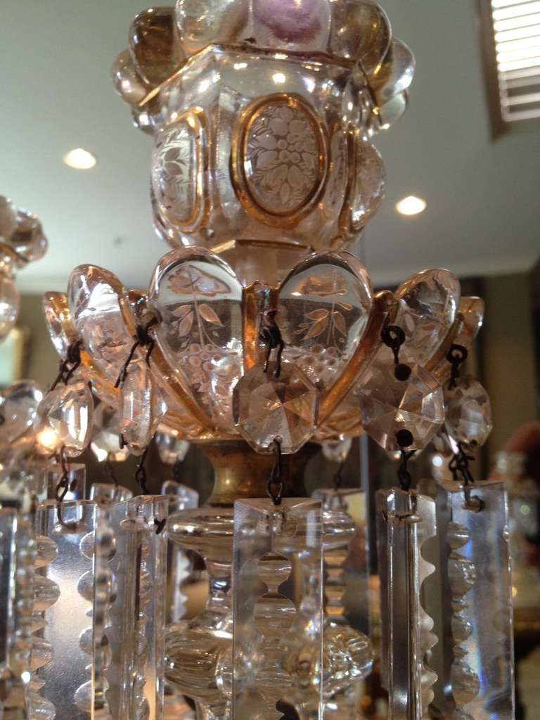 Stunning Antique Baccarat Luster Candlesticks with Gilt Highlights c.1900 2