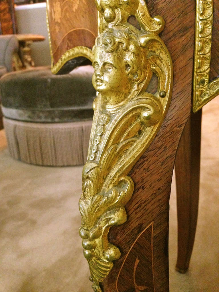 Beautiful French Gilt Bronze Mounted Marquerty Inlaid Center Table 3